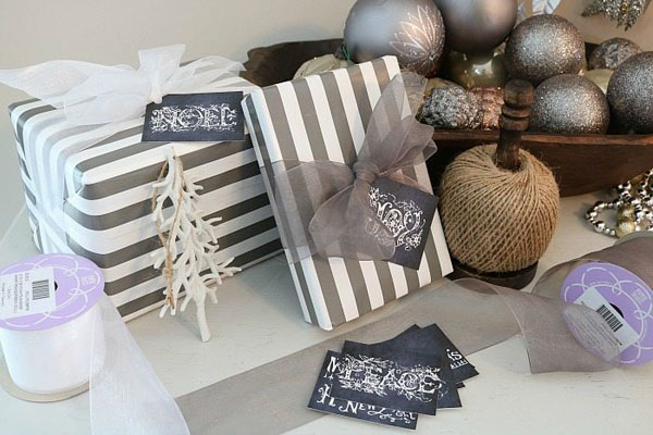 Sparkly Grey & White Gift Wrap by Refresh Restyle