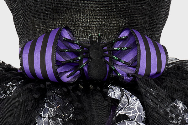 easy striped ribbon spider belt for halloween