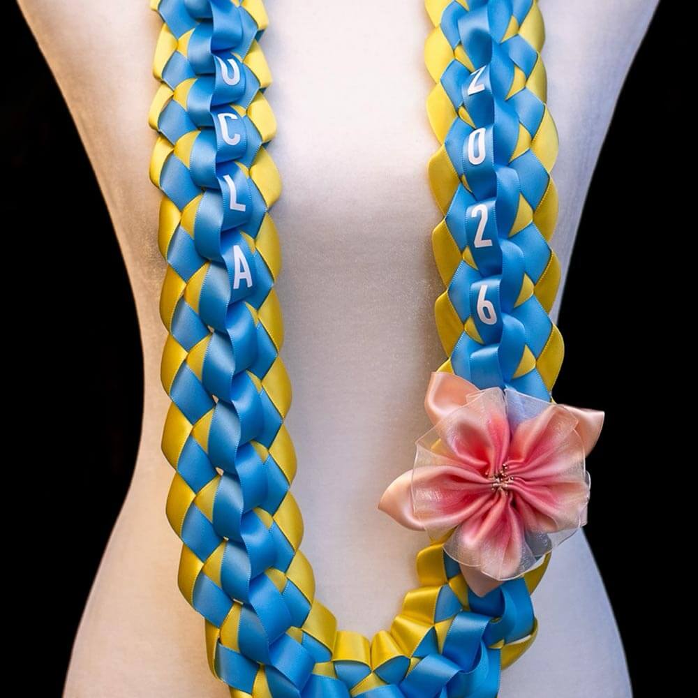 Image of a ribbon lei created by Arlene of Not Just Knotz